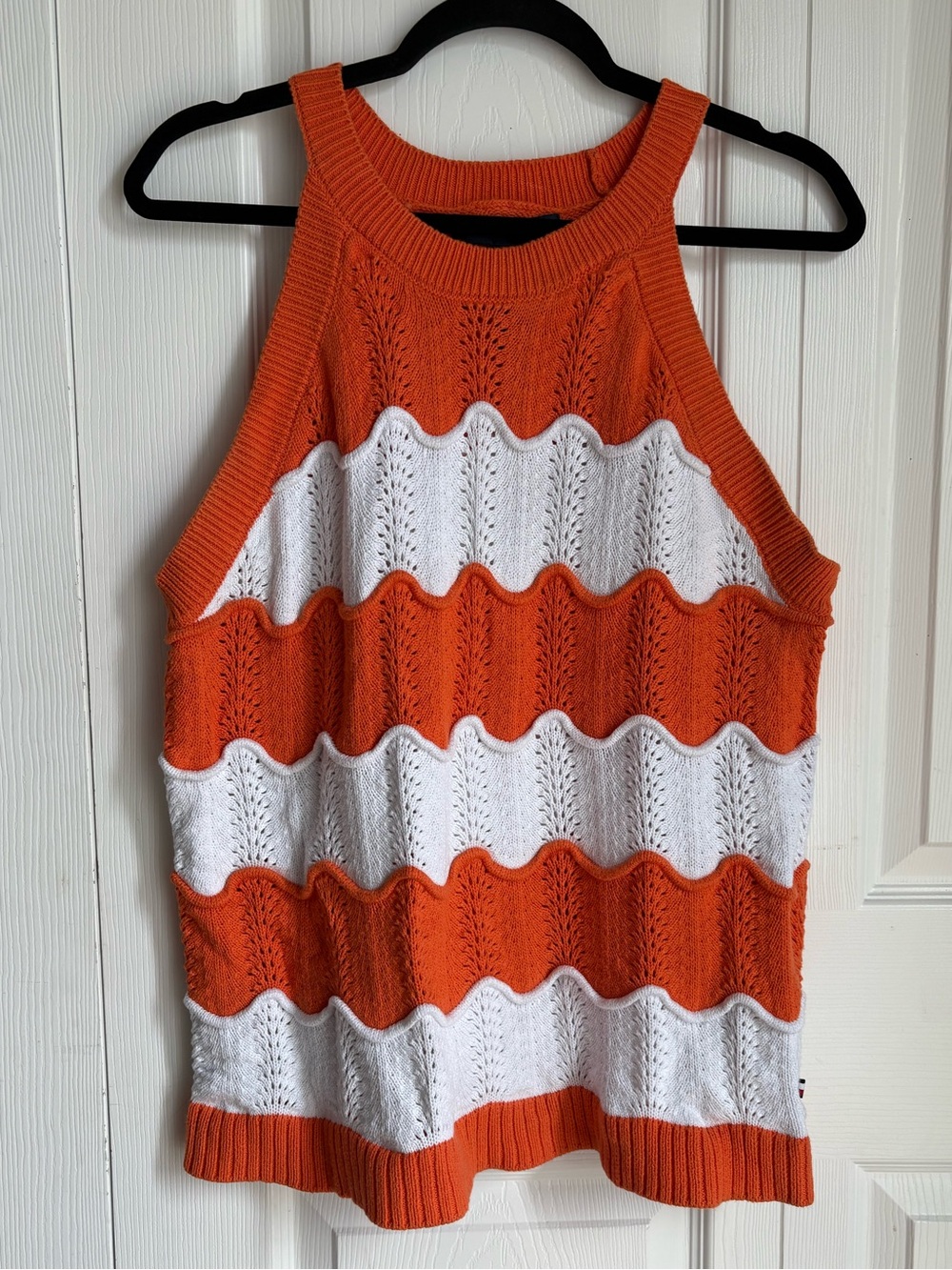 NWT Tommy Hilfiger Orange and White Wavy Stripe Knit Tank Summer Size XL
